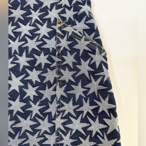 Gorman Vintage Blue Denim Stars Mini Skirt Sz 10 Summer 2014 - Picture 2 of 5